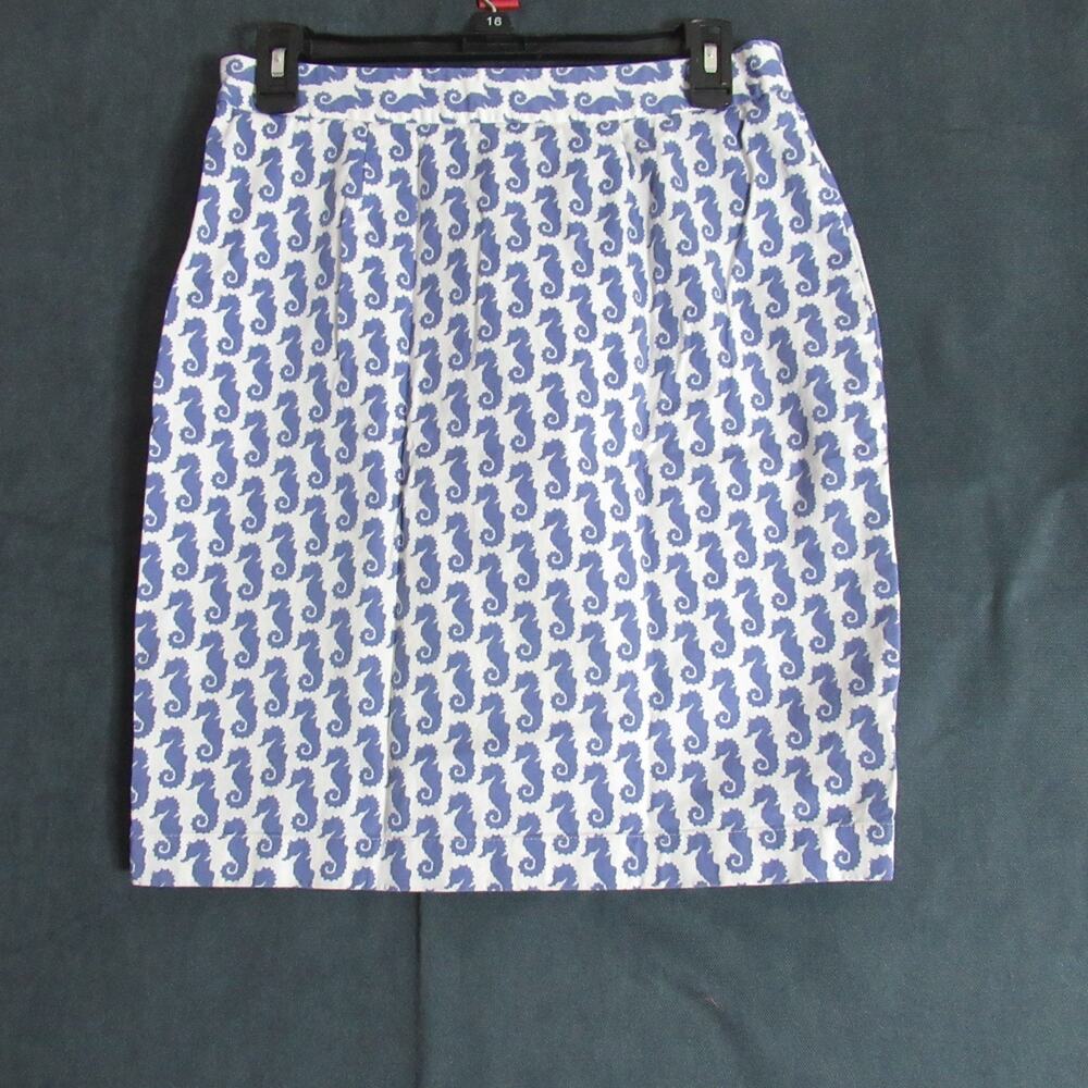 Brooks Brothers Skirt Womens Size 2 Blue Seahorses A Line Resort Coastal Beach